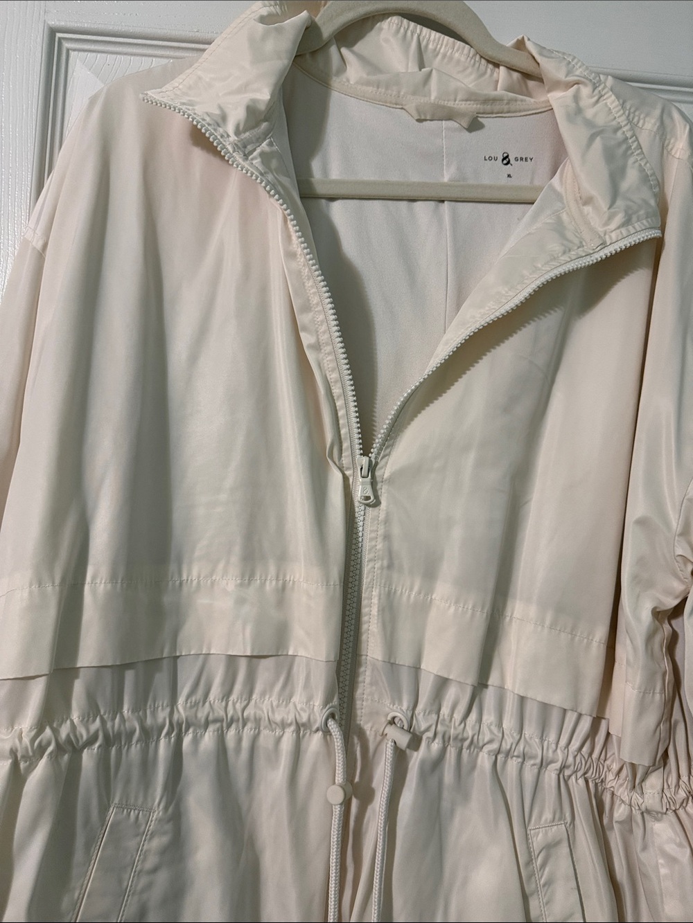 Lou and gray cotton lined long windbreaker.
